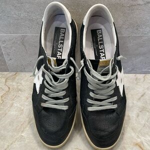 Men’s Golden Goose Ballstar leather sneakers in black/white, Size 45